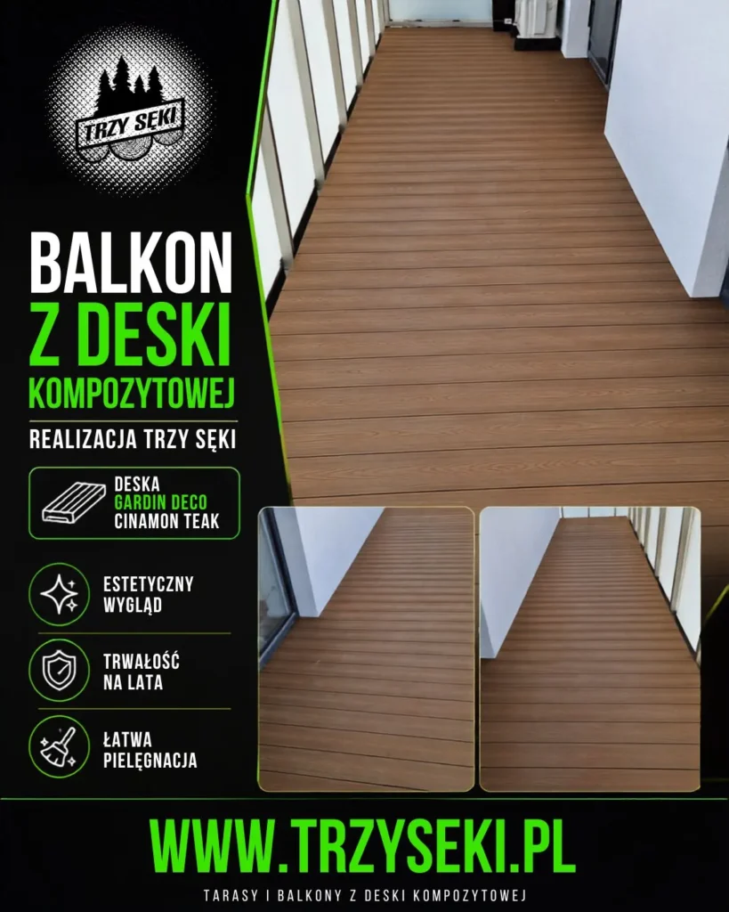 Balkon z deski kompozytowej Gardin Deco Cinnamon Teak – realizacja Trzy Sęki